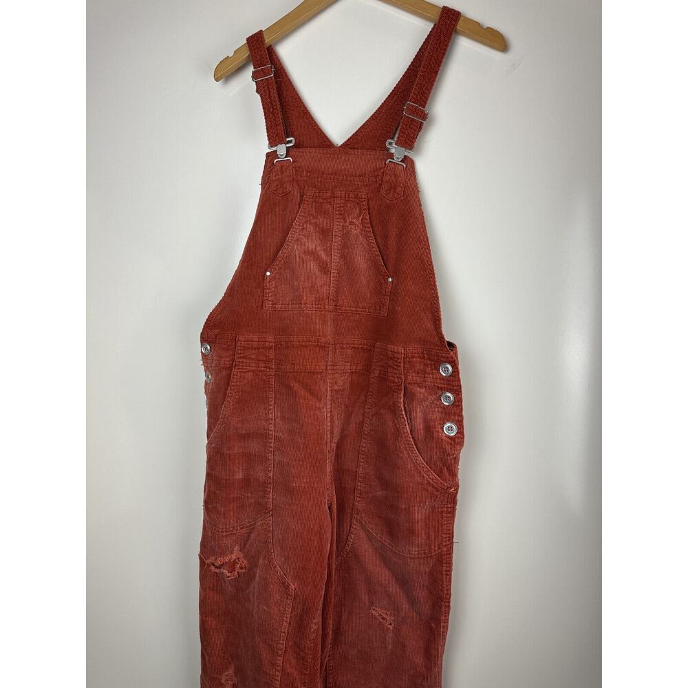 Anthropologie x PILCRO The Wanderer Corduroy Overalls Size 30 Distressed Orange - Picture 7 of 16